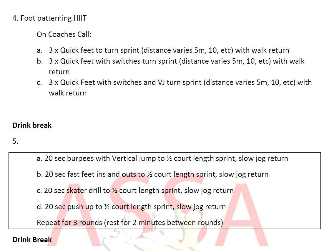 netball session 2 conditioning 2