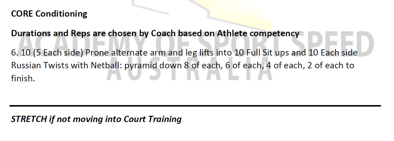 netball session 2 core