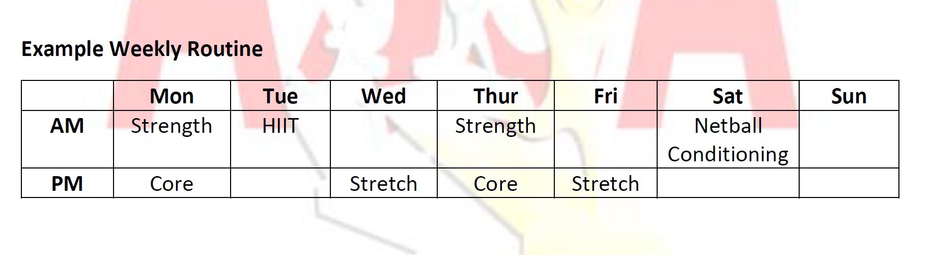 12s example schedule