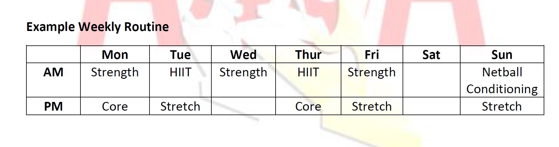 seniors example schedule